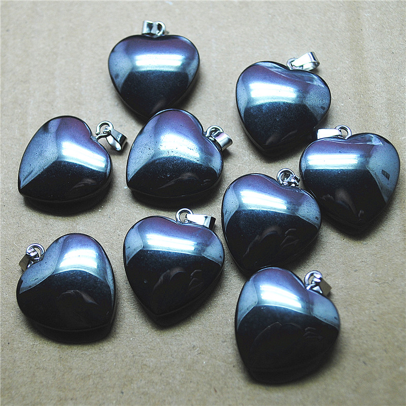 Women'S Accessories Nz - 12 個新しい女性ペンダントナチュラルブラック Hemitate 石ハートシェイプ 20 ミリメートルファッションジュエリーメイキングアクセサリー