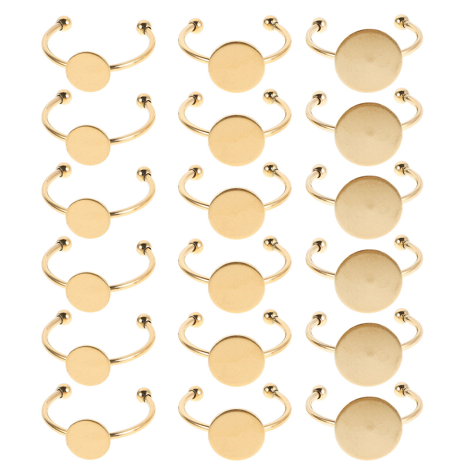 Ring Set Adjustable - 30個入り ステンレス製 調整可能なリングベース フラットリングトレイ DIYジュエリー製作用品 カボションベゼル