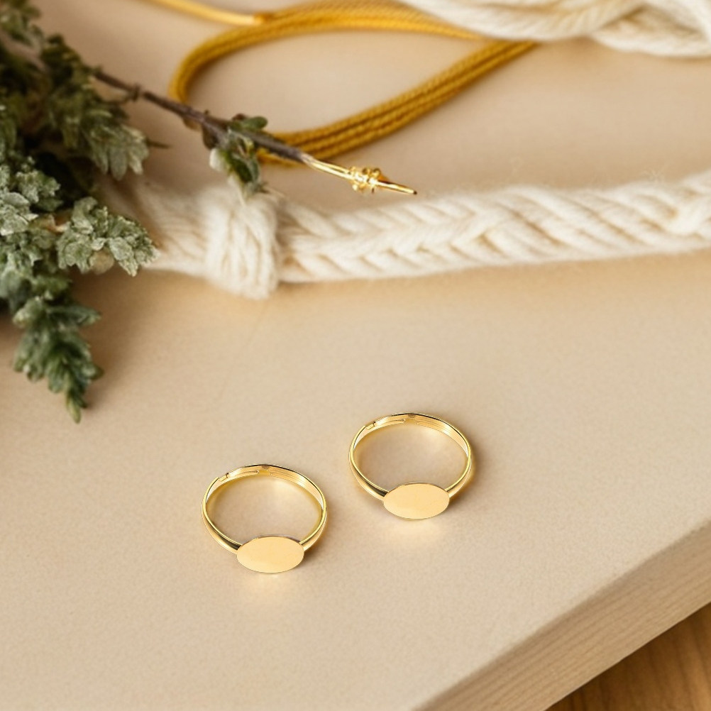 Ring Set Adjustable - 50個入り調整可能なリングブランク、フラットベース、10mm丸型パッド、ジュエリー製作リング、DIYブランクセッティングコンポーネント
