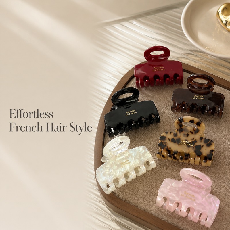 Women'S Work Accessories - フランス製ミディアムヘアクロウクリップ、強力なホールド力、滑り止めアクリルヘアバレッタ、女性用デイリーオフィス旅行用ハーフアップスタイリングアクセサリー