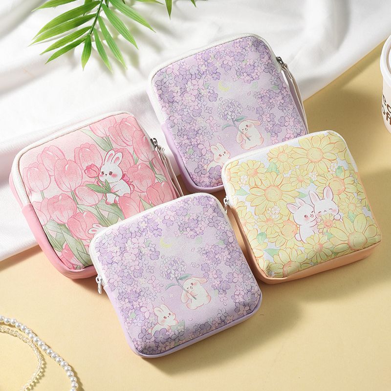Women Accessories List - 芸術的な生理用パッドバッグ、女性用のエレガントな小さな化粧ポーチ、旅行用トイレタリーメイクアップオーガナイザーケース、女の子用アクセサリー収納