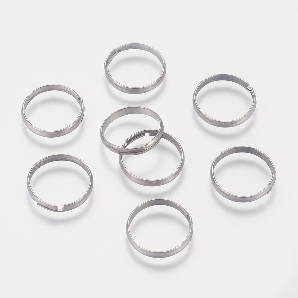 Ring Set Adjustable - 50個 変色しにくい316サージカルステンレススチール製指輪セッティング 調整可能なステンレススチールカラー サイズ7 17mm 3mm