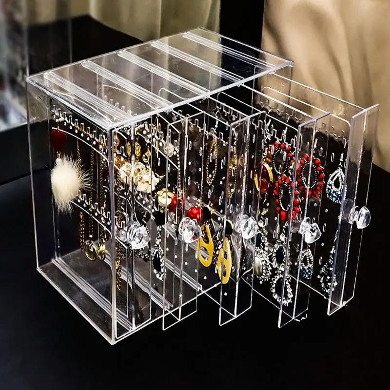 Women Accessories Drawer - プラスチック引き出しジュエリーボックス収納イヤリングジュエリーボックスオーガナイザー女性ネックレスブレスレット透明ディスプレイスタンドアクセサリー