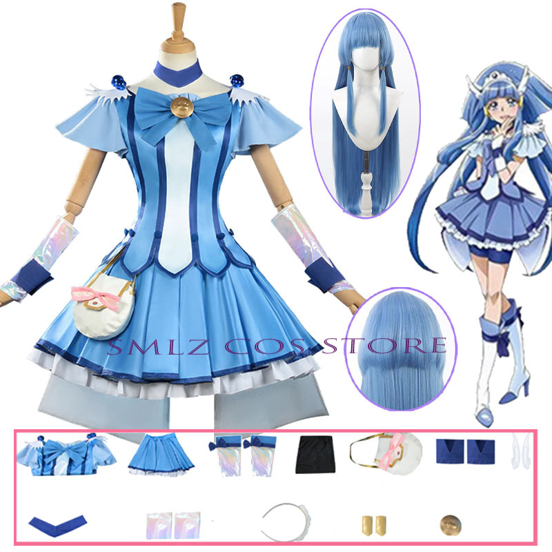 Women Accessories Products - キュアビューティーコスプレアニメスマイルグリッターブリーズキュアコスチュームドレスウィッグセットハロウィンパーティープレイ衣装女性用