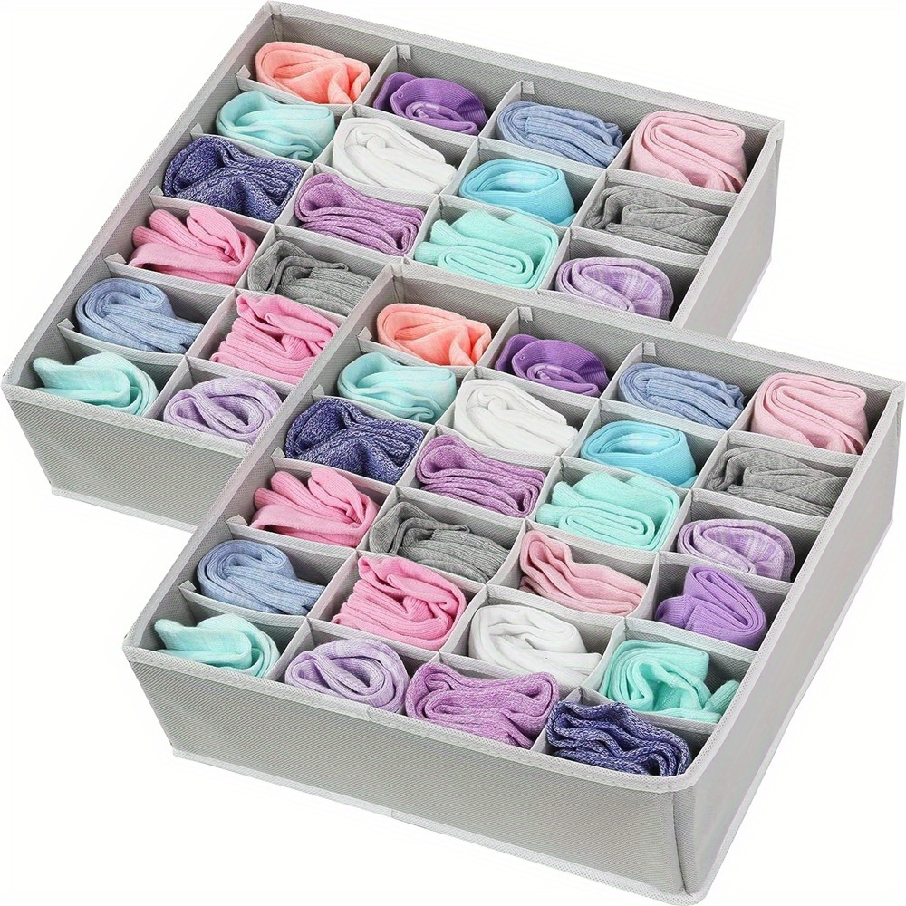 Women Accessories Drawer - 折りたたみ式靴下収納オーガナイザー - 女性用クローゼット収納アクセサリー - 24グリッド下着収納ボックス