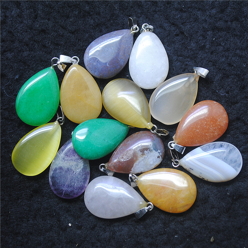 Women'S Accessories Nz - 女性用半貴石ペンダント,ファッショナブルなブレスレット作りアクセサリー,ティアドロップ,24x17mm, 10個