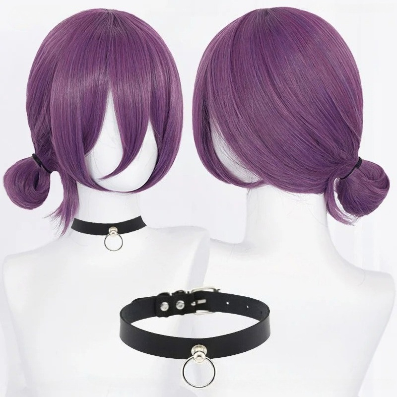 Young Women'S Accessories - アニメレゼコスプレウィッグ 45 センチメートル紫ウィッグチョーカー付きコスプレ衣装女性レゼウィッグ耐熱人工毛ウィッグ