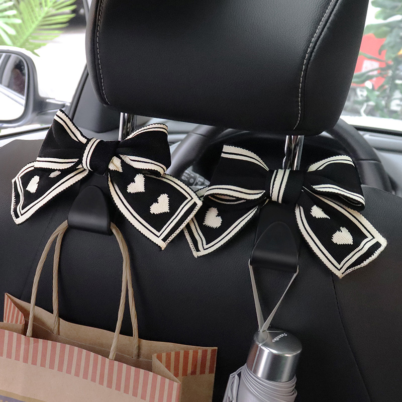 Women Accessories List - ユニバーサルボウノットカーフック、シートバック、車のヘッドレストオーガナイザー、収納ハンガー、食料品、ハンドバッグ、女性、車のアクセサリー