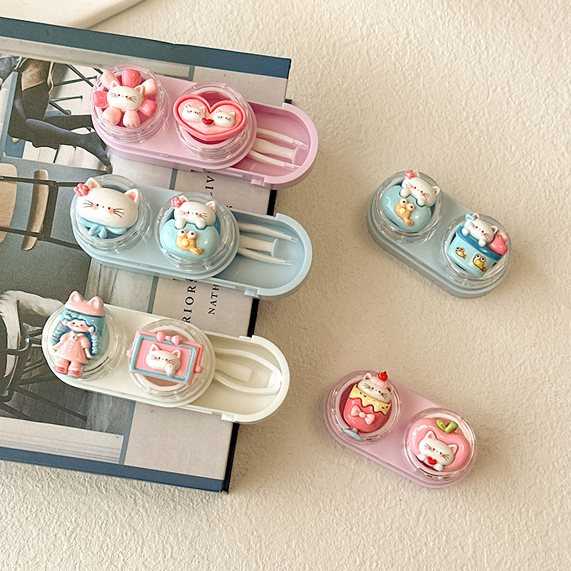 かわいい漫画猫コンタクトレンズケースポータブル引き出しスタイ - Women Accessories Drawer のレビューと価格