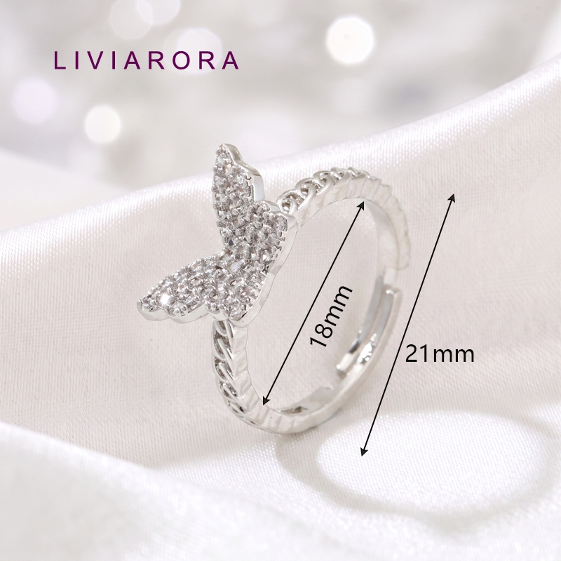 1/2/4 個 18K ゴールドメッキ真鍮ジルコン蝶指輪ジュ - Ring Set Adjustable のレビューと価格