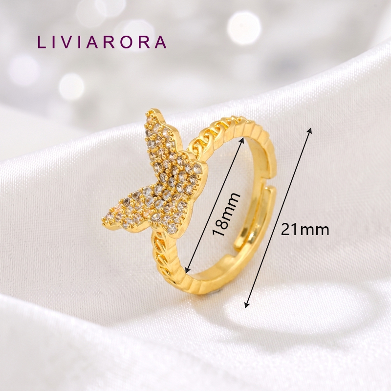1/2/4 個 18K ゴールドメッキ真鍮ジルコン蝶指輪ジュ - Ring Set Adjustable のレビューと価格