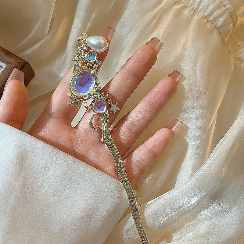 ムーンストーンのヘアピン、星とパールのタッセル付き – シル - Young Women'S Accessories のレビューと価格