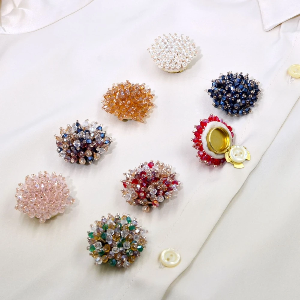 2 個エレガントなボタンカバー手作りビーズクリスタルカフス女 - Women Accessories Products のレビューと価格