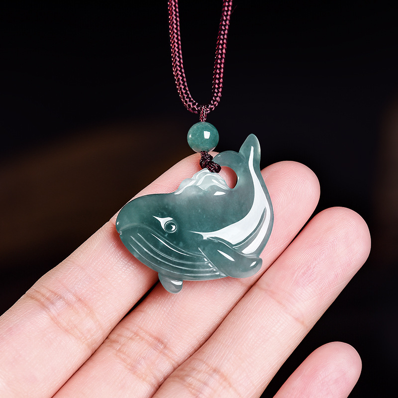 天然ビルマ翡翠クジラペンダントネックレスアクセサリー本物の翡 - Women Accessories Products のレビューと価格