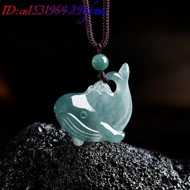 天然ビルマ翡翠クジラペンダントネックレスアクセサリー本物の翡 - Women Accessories Products のレビューと価格