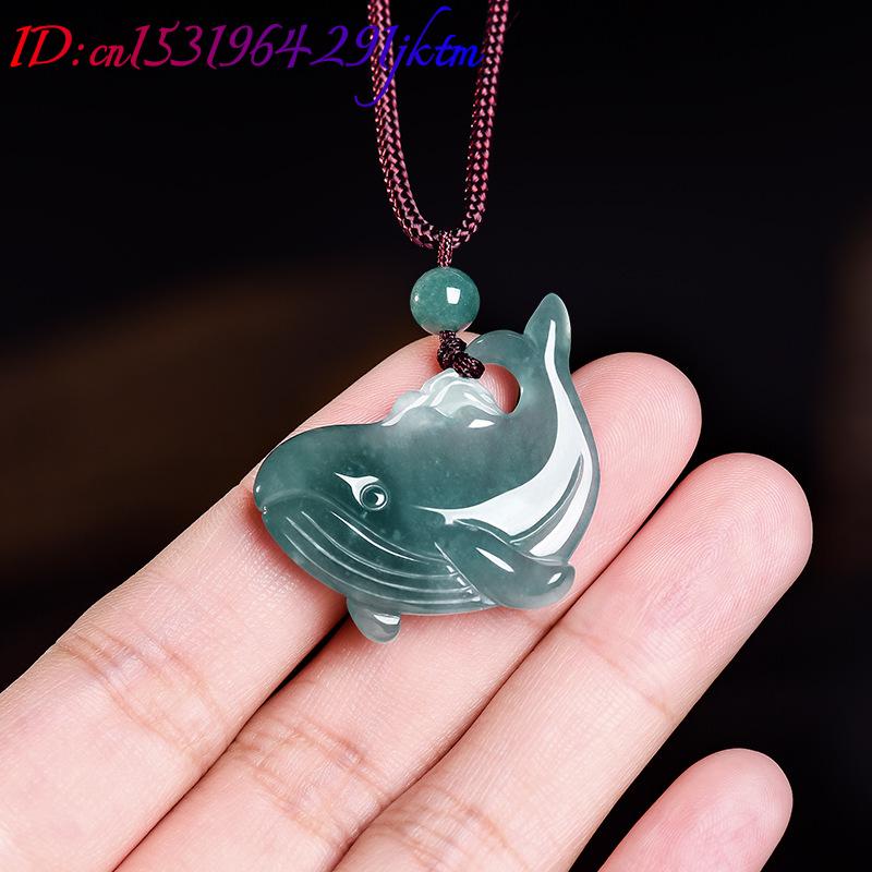 天然ビルマ翡翠クジラペンダントネックレスアクセサリー本物の翡 - Women Accessories Products のレビューと価格