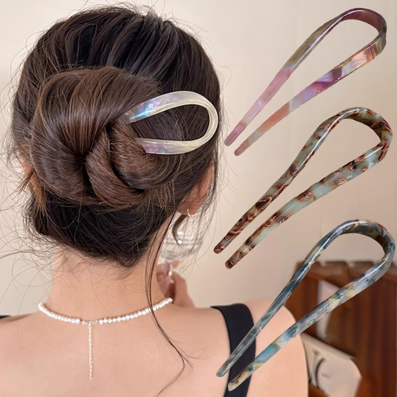 U字型ヘアスティック アセテート アクリル ヘアフォーク ヘ - Young Women'S Accessories のレビューと価格