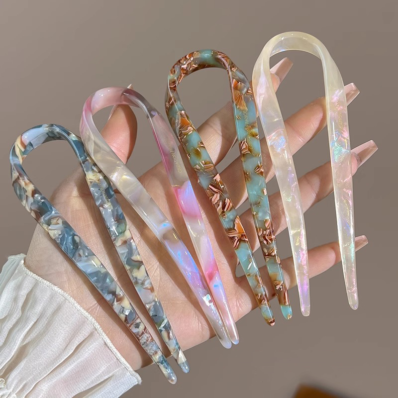 U字型ヘアスティック アセテート アクリル ヘアフォーク ヘ - Young Women'S Accessories のレビューと価格