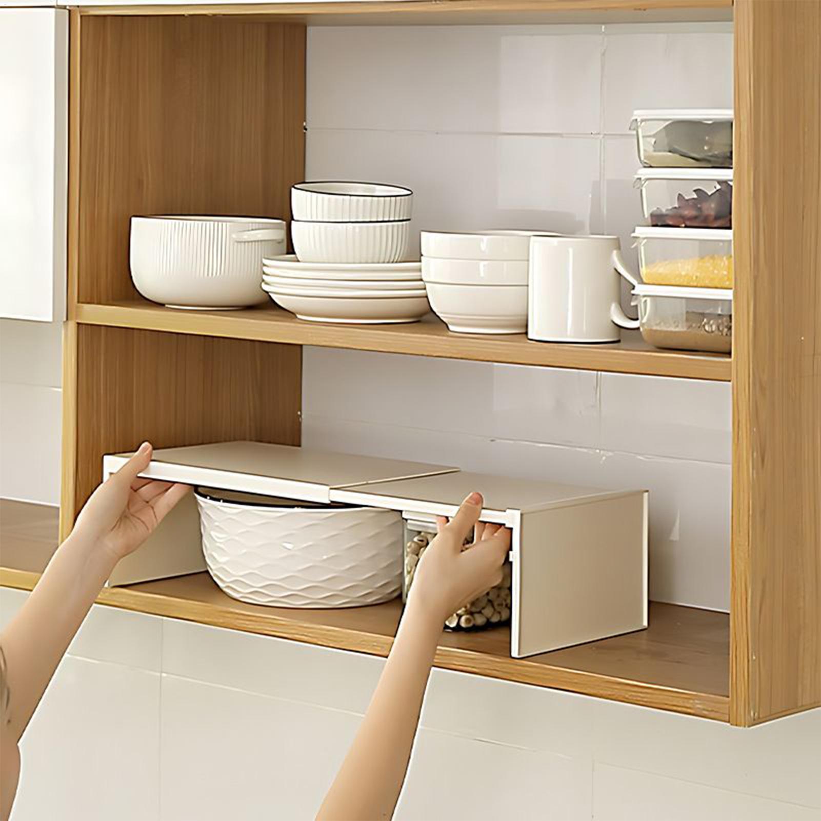 キッチン用伸縮式キャビネットシェルフ 家庭用積み重ね可能な垂 - Women Accessories List のレビューと価格