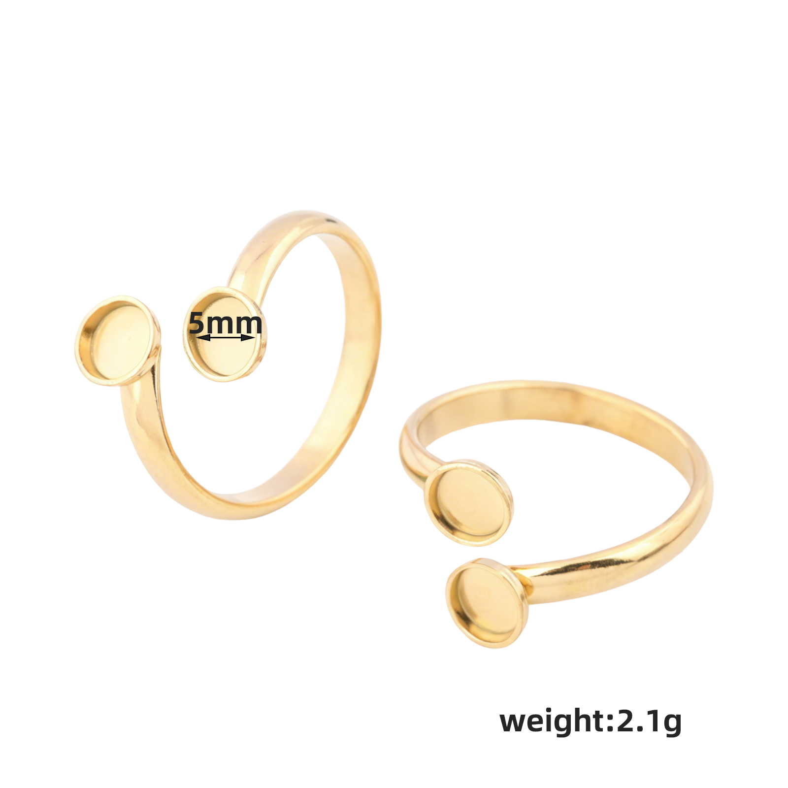 10個入り ステンレス製 調整可能な金メッキリングブランク  - Ring Set Adjustable のレビューと価格