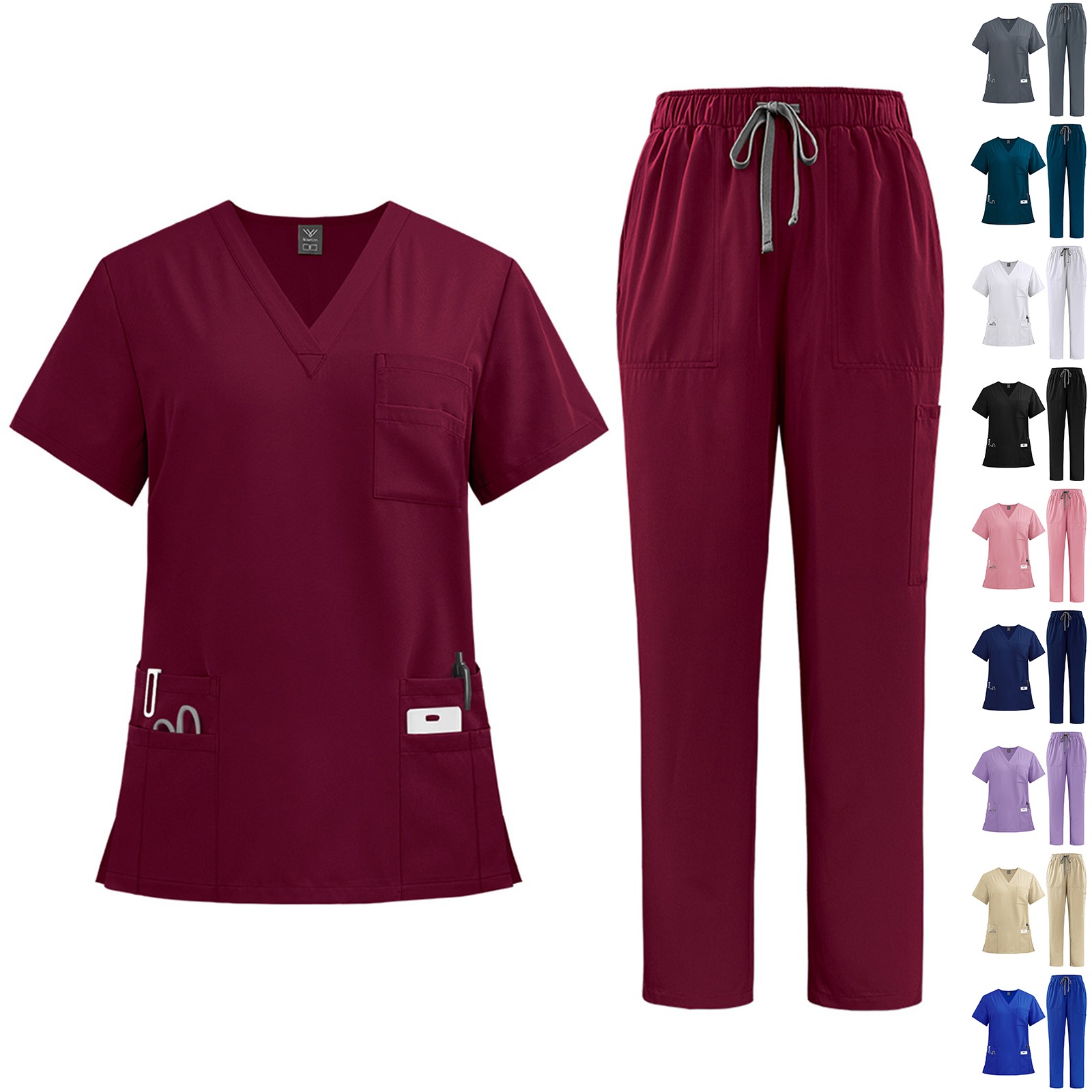 新しい病院医療スクラブスーツ制服女性男性スクラブセット美容作 - Women'S Work Accessories のレビューと価格