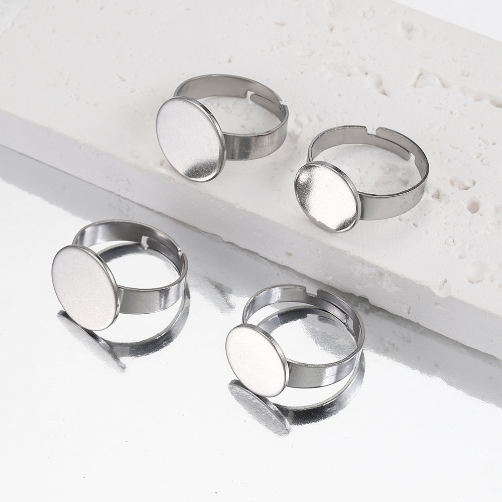 10個のステンレススチールリング、調節可能なリング、平らなベ - Ring Set Adjustable のレビューと価格
