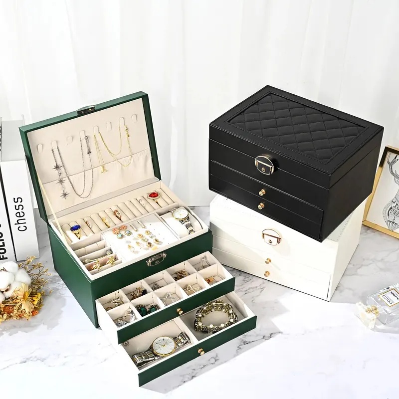 大容量ジュエリーボックス多層引き出し収納オーガナイザーベルベ - Women Accessories Drawer のレビューと価格