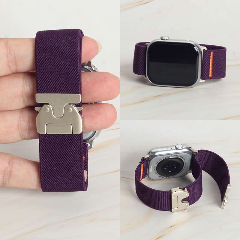 ファッションオレンジステッチ弾性ナイロンストラップ Appl - Women Accessories Website のレビューと価格