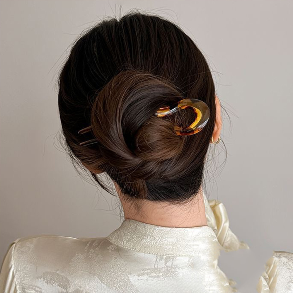 U 字型ヘアフォークファッションべっ甲模様アセテートアクリル - Young Women'S Accessories のレビューと価格