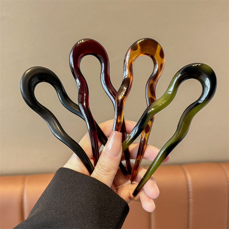 U 字型ヘアフォークファッションべっ甲模様アセテートアクリル - Young Women'S Accessories のレビューと価格