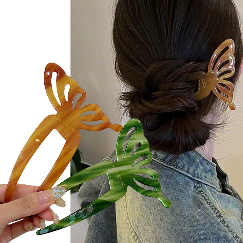 エレガントな酢酸蝶 U 字型ヘアスティックおだんごヘアピン女 - Young Women'S Accessories のレビューと価格