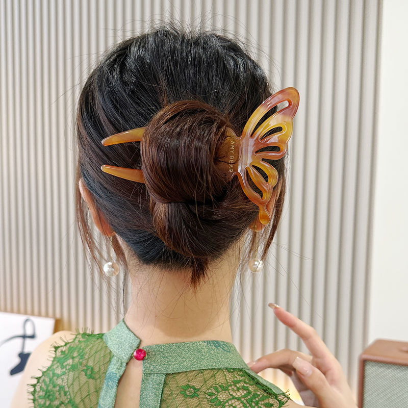エレガントな酢酸蝶 U 字型ヘアスティックおだんごヘアピン女 - Young Women'S Accessories のレビューと価格