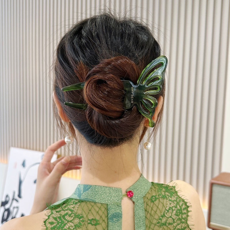 エレガントな酢酸蝶 U 字型ヘアスティックおだんごヘアピン女 - Young Women'S Accessories のレビューと価格
